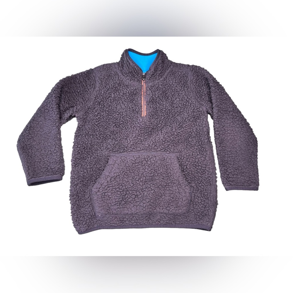 Carter’s Pullover 1/4 Zip Fleece Sherpa Jacket Charcoal Size 7 - Picture 2 of 4